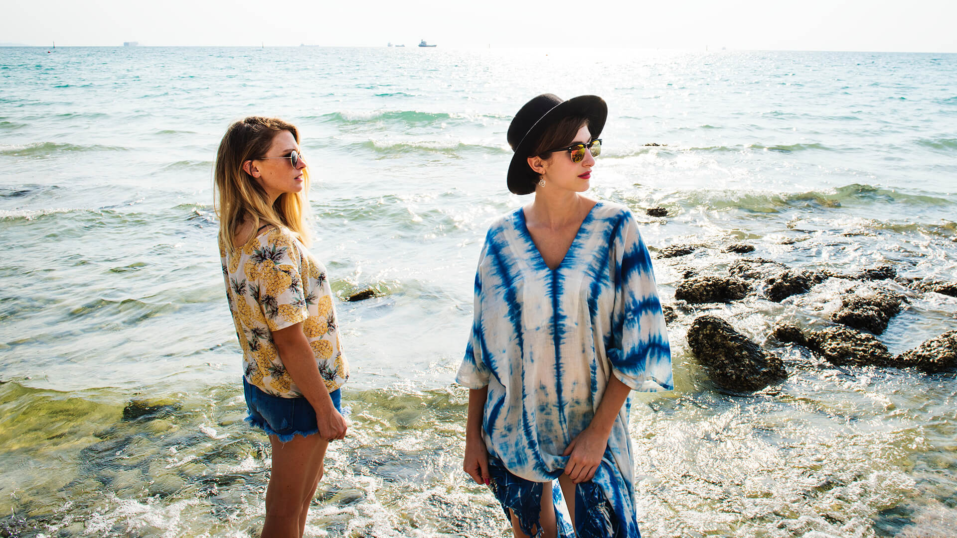 Pretty women looking on side